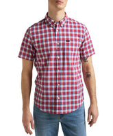 LEE BUTTON DOWN SS MĘSKA KOSZULA W KRATĘ REAL RED L886OFUI 112145649